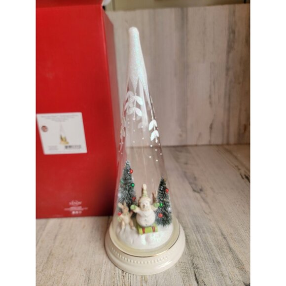 Lenox Merry magic sledding snowman glass cone Xmas figure - Picture 3 of 9